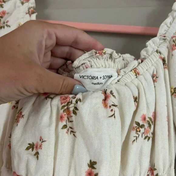 Victoria + Sophie Floral Linen Mini Dress - M - Picture 4 of 6